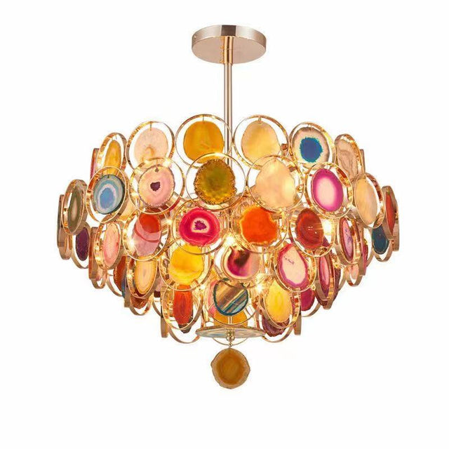 Colorful Slice Agate Chandelier for Foyer