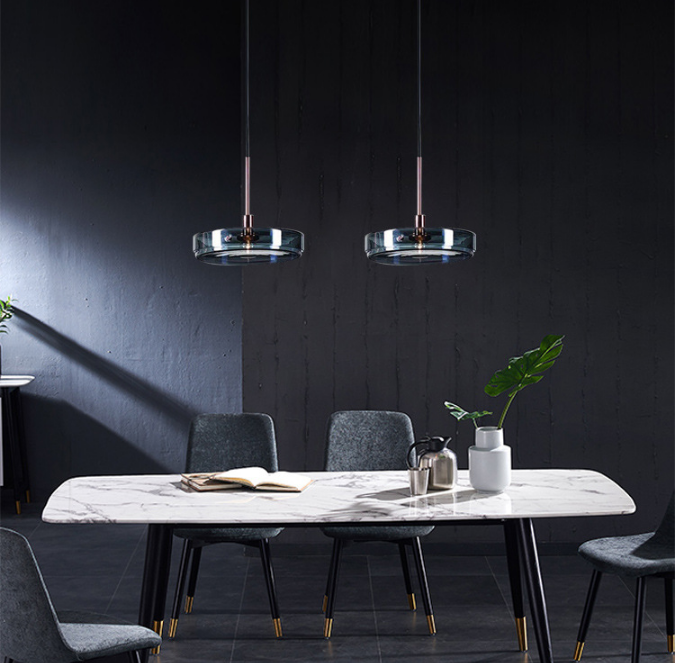 Glass Navy Pendant Lamp