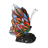 Hand-Crafted Glass Butterfly Nightstand Lamp Tiffany Style 1 Bulb Yellow Night Lighting