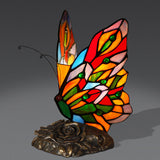 Hand-Crafted Glass Butterfly Nightstand Lamp Tiffany Style 1 Bulb Yellow Night Lighting