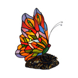 Hand-Crafted Glass Butterfly Nightstand Lamp Tiffany Style 1 Bulb Yellow Night Lighting