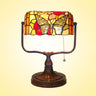 Hand Cut Glass White Banker Lamp Butterfly Patterned 1 Head Mediterranean Table Light with Pull Chain