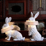 Rabbit Shaped Bedside Table Lamp Resin Single Modern LED Nightstand Lighting in White