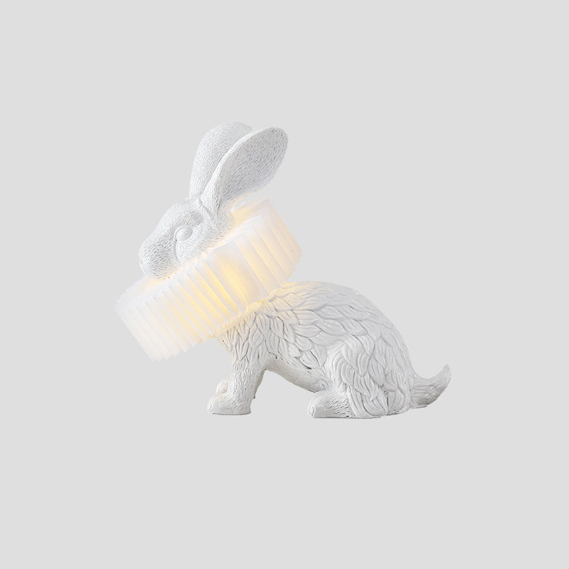 Rabbit Shaped Bedside Table Lamp Resin Single Modern LED Nightstand Lighting in White