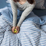 Green/Blue/Orange/Pink/Grey Yarn-Dyed Stripe Knit Fabric Duvet Cover Bedding Set Cotton Bedding Set