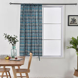 Blue Pattern Tier Curtain with Fixed Rope