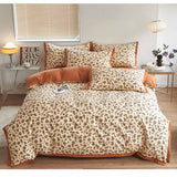 Autumn/Winter Leopard Print bedding set Class A Washable Double Yarn Cotton/Linen Duvet Cover Four-Piece bedding Set