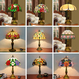 1 Head Table Lamp Decorative Dome Shade Stained Glass Nightstand Light for Living Room