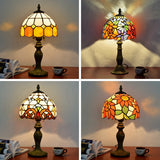 Decorative Dome Table Lamp Single Stained Art Glass Nightstand Lighting for Living Room