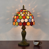 Decorative Dome Table Lamp Single Stained Art Glass Nightstand Lighting for Living Room