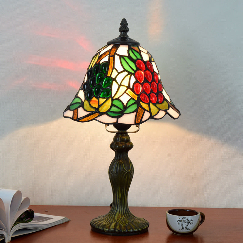 Decorative Dome Table Lamp Single Stained Art Glass Nightstand Lighting for Living Room