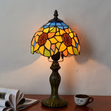 Decorative Dome Table Lamp Single Stained Art Glass Nightstand Lighting for Living Room
