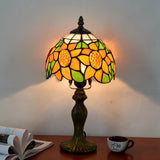 Dome Table Light Single-Bulb Stained Art Glass Tiffany Style Nightstand Lamp for Bedroom