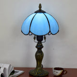 Dome Table Light Single-Bulb Stained Art Glass Tiffany Style Nightstand Lamp for Bedroom