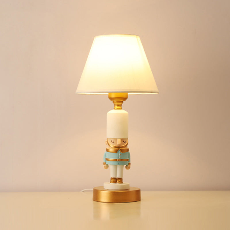 Soldier Bedside Nightstand Lamp Resin 1 Bulb Kids Style Table Lighting with Shade