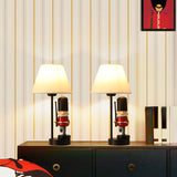 Soldier Bedside Nightstand Lamp Resin 1 Bulb Kids Style Table Lighting with Shade