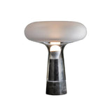 Tapered Table Light Modern Style Marble 1 Bulb White Nightstand Lighting for Bedside