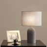 Drum Nightstand Lamp Modern Style Fabric 1 Bulb Bedside Table Light with Cement Base in Grey