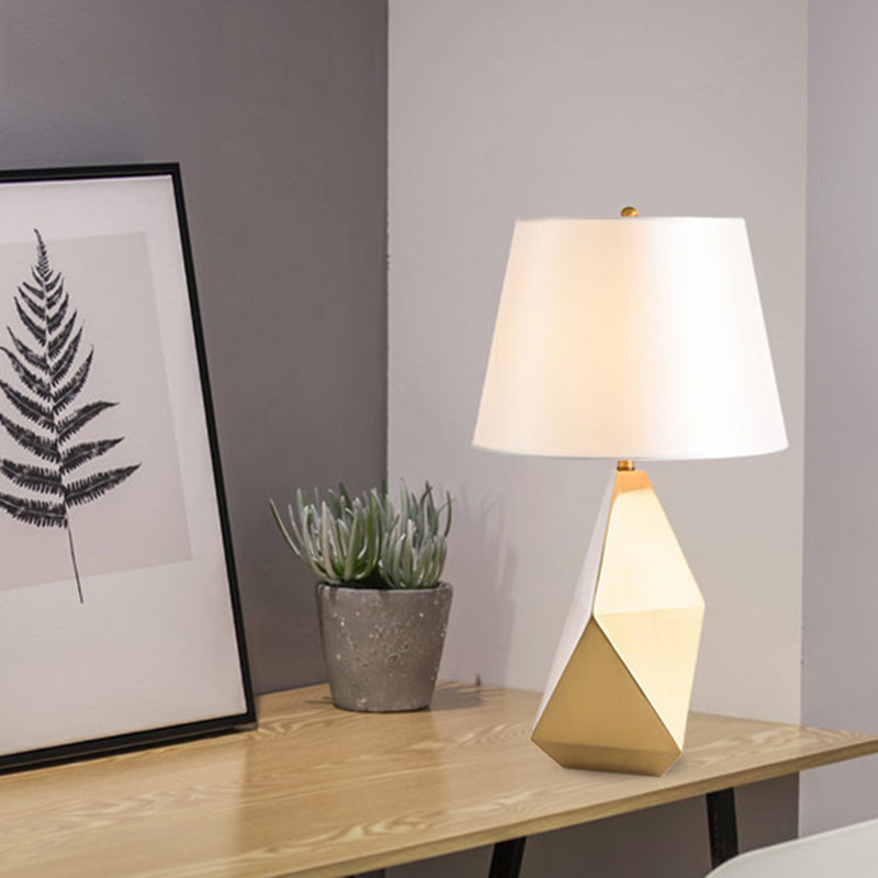 Postmodern Bucket Shade Table Lighting Fabric Single Bedside Nightstand Lamp in Gold