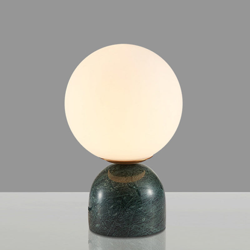 Sphere Table Lighting Nordic Style Frosted Glass Single-Bulb Bedside Nightstand Lamp with Dome Marble Base