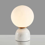 Sphere Table Lighting Nordic Style Frosted Glass Single-Bulb Bedside Nightstand Lamp with Dome Marble Base