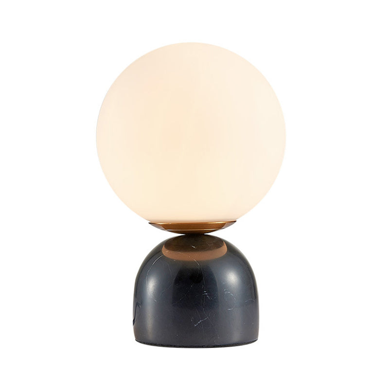 Sphere Table Lighting Nordic Style Frosted Glass Single-Bulb Bedside Nightstand Lamp with Dome Marble Base