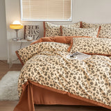 Autumn/Winter Leopard Print bedding set Class A Washable Double Yarn Cotton/Linen Duvet Cover Four-Piece bedding Set