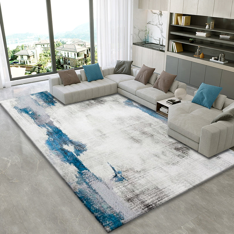 Classic Abstract Rug Multi Color Steampunk Area Carpet Cotton Blend Anti-Slip Backing Easy Care Rug for Living Room - Gray-Blue - Clearhalo - 'Area Rug' - 'Rug' - 2215348
