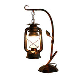 Industrial Lantern Hanging Nightstand Lamp 1 Bulb Iron Kerosene Table Lighting for Bedside