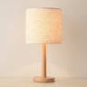 Geometric Fabric Table Lamp Modern Style Single White Nightstand Light with Wooden Base