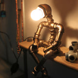 1 Head Nightstand Lamp Rustic Pipe Robot Iron Nightstand Lighting in Bronze for Cafe