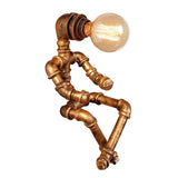 1 Head Nightstand Lamp Rustic Pipe Robot Iron Nightstand Lighting in Bronze for Cafe