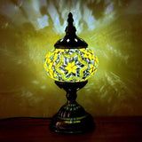 Turkish Oblate Nightstand Lamp Single-Bulb Stained Glass Table Light for Restaurant