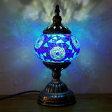 Turkish Oblate Nightstand Lamp Single-Bulb Stained Glass Table Light for Restaurant