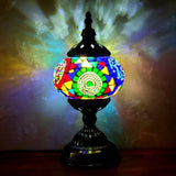 Turkish Oblate Nightstand Lamp Single-Bulb Stained Glass Table Light for Restaurant