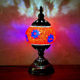 Turkish Oblate Nightstand Lamp Single-Bulb Stained Glass Table Light for Restaurant