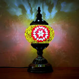 Turkish Oblate Nightstand Lamp Single-Bulb Stained Glass Table Light for Restaurant