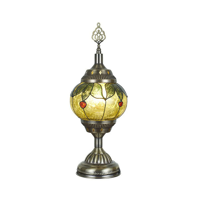 Urn Shaped Iron Nightstand Lamp Turkish 1-Light Study Room Table Lighting in Bronze