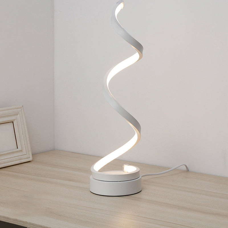 Spiral Shaped Nightstand Lamp Contemporary Acrylic Living Room LED Table Lighting