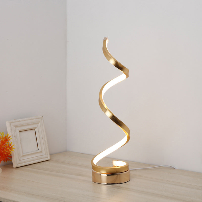 Spiral Shaped Nightstand Lamp Contemporary Acrylic Living Room LED Table Lighting