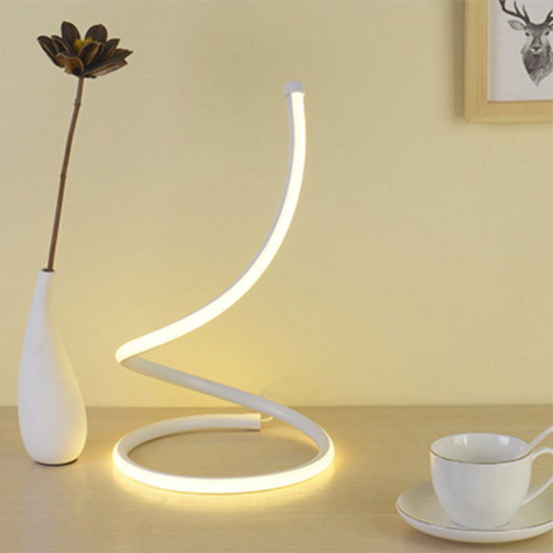 Simplicity Style Curve Shaped LED Table Lighting Metallic Living Room Nightstand Light