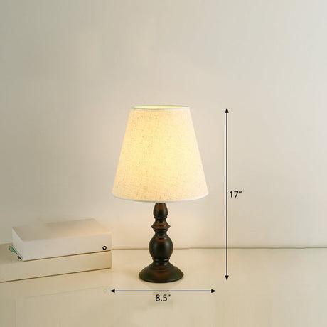 Baluster Iron Nightstand Lamp Minimalism 1-Light Bedside Table Light with Tapered Fabric Shade