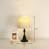 Baluster Iron Nightstand Lamp Minimalism 1-Light Bedside Table Light with Tapered Fabric Shade
