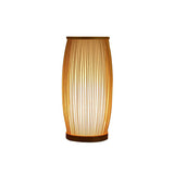 Barrel Living Room Table Lighting Bamboo 1-Light Simplicity Nightstand Lamp in Wood