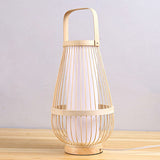 Basket Shaped Bamboo Table Lamp Minimalist 1 Head Wood Nightstand Light for Restaurant