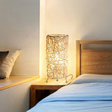 Modern Style Cylindrical Table Light Rattan Single-Bulb Living Room Nightstand Lighting