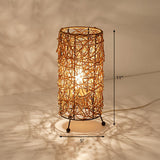 Modern Style Cylindrical Table Light Rattan Single-Bulb Living Room Nightstand Lighting