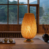 Egg-Like Bedside Table Lighting Rattan Single-Bulb Simplicity Nightstand Lamp in Wood