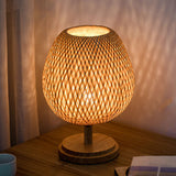 Bamboo Wineglass-Like Table Lamp Nordic Style 1 Bulb Nightstand Light in Wood for Bedroom