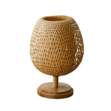 Bamboo Wineglass-Like Table Lamp Nordic Style 1 Bulb Nightstand Light in Wood for Bedroom